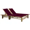 Image de Chaise longue vidaxl en bambou L. 130 cm H. 87 cm rouge non empilable non pliable