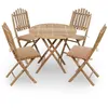 Image de Mobilier à dîner d extérieur pliable 5 pcs avec coussins bambou