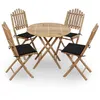 Image de vidaXL Mobilier à Dîner d'Extérieur Pliable 5 pcs avec Coussins Ensemble de Salle à Manger de Terrasse Table et Chaises 3063967