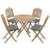Image de Ensemble à manger d extérieur pliable 5pcs avec coussins Bambou
