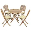 Image de Ensemble à manger d extérieur pliable 5pcs avec coussins Bambou