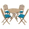 Image de Ensemble à manger d extérieur pliable 5pcs avec coussins Bambou
