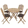 Image de vidaXL Mobilier à Dîner d'Extérieur Pliable 5 pcs avec Coussins Salon de Jardin Table et Chaises de Salle à Manger Mobilier 3063983