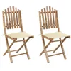 Image de vidaXL Lot de 2 Chaises Pliables de Jardin avec Coussins, Sièges de Terrasse, Chaises de Salle à Manger, Meubles de Patio Extérieur, Bambou