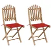 Image de vidaXL Tuinstoelen 2 st inklapbaar met kussens bamboe3063993