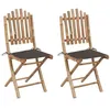 Image de vidaXL Tuinstoelen 2 st inklapbaar met kussens bamboe3063995