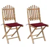 Image de Chaises pliables de jardin lot de 2 avec coussins Bambou
