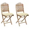 Image de Chaises pliables de jardin lot de 2 avec coussins Bambou