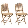 Image de Chaises pliables de jardin lot de 2 avec coussins Bambou