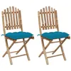 Image de Chaises pliables de jardin lot de 2 avec coussins Bambou