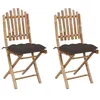 Image de Chaises pliables de jardin lot de 2 avec coussins Bambou
