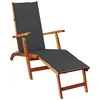 Image de vidaXL Chaise longue d'extérieur repose-pied et coussin Acacia solide3064014