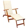 Image de Chaise longue d extérieur repose pied et coussin Acacia solide