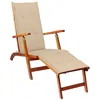 Image de Chaise longue d extérieur repose pied et coussin Acacia solide