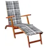 Image de Chaise longue d extérieur repose pied et coussin Acacia solide