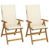 Image de Chaises inclinables de jardin lot de 2 et coussins Bois acacia