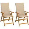 Image de Chaises inclinables de jardin lot de 2 et coussins Bois acacia