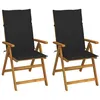 Image de Chaises inclinables de jardin lot de 2 et coussins Bois acacia