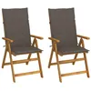 Image de Chaises inclinables de jardin lot de 2 et coussins Bois acacia