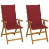 Image de Lot de 2 chaise vidaxl H. 111 cm empilable pliable en acacia exterieur bois