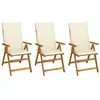 Image de Chaises pliables de jardin lot de 3 avec coussins Bois d acacia