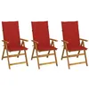 Image de Chaises pliables de jardin lot de 3 avec coussins Bois d acacia