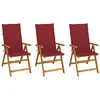 Image de Chaises pliables de jardin lot de 3 avec coussins Bois d acacia