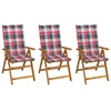 Image de Chaises pliables de jardin lot de 3 avec coussins Bois d acacia