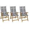Image de Chaises pliables de jardin lot de 3 avec coussins Bois d acacia
