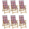 Image de Chaises pliables de jardin lot de 6 avec coussins Bois d acacia