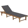 Image de vidaXL Chaise Longue Pliable avec Coussin Transat de Patio Bain de Soleil d'Extérieur Chaise Longue de Terrasse Jardin Plage Bois d'Acacia Massif