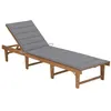 Image de Chaise longue pliable en bois d'acacia solide - vidaXL - Dimensions 200x61x30/86cm - Coussin inclus