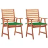 Image de Lot de 2 chaise vidaxl en acacia empilable non pliable exterieur H. 92 cm vert
