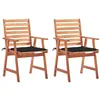 Image de Lot de 2 chaise vidaxl exterieur empilable non pliable en acacia H. 92 cm marron