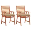 Image de Lot de 2 chaise vidaxl H. 92 cm empilable non pliable exterieur en acacia beige