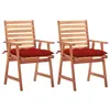 Image de Lot de 2 chaise vidaxl en acacia empilable non pliable H. 92 cm exterieur rouge