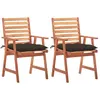 Image de Lot de 2 chaise vidaxl en acacia empilable non pliable H. 92 cm exterieur marron