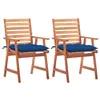 Image de Lot de 2 chaise vidaxl exterieur empilable non pliable en acacia H. 92 cm bleu
