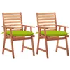 Image de Lot de 2 chaise vidaxl exterieur empilable non pliable en acacia H. 92 cm vert