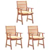 Image de Lot de 3 chaise vidaxl H. 92 cm non pliable exterieur en acacia beige