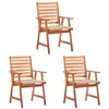 Image de Lot de 3 chaise vidaxl exterieur empilable non pliable H. 92 cm en acacia marron