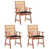 Image de Lot de 3 chaise vidaxl en acacia empilable non pliable H. 92 cm exterieur noir