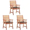 Image de Lot de 3 chaise vidaxl H. 92 cm empilable non pliable exterieur en acacia marron
