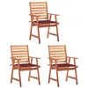 Image de Lot de 3 chaise vidaxl en acacia empilable non pliable exterieur H. 92 cm rouge