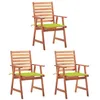Image de Lot de 3 chaise vidaxl exterieur empilable non pliable H. 92 cm en acacia vert