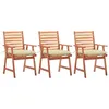 Image de Lot de 3 chaise vidaxl exterieur empilable non pliable en acacia H. 92 cm marron