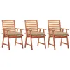 Image de Lot de 3 chaise vidaxl en acacia empilable non pliable H. 92 cm exterieur beige