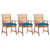 Image de Lot de 3 chaise Vidaxl exterieur H. 92 cm bleu en acacia