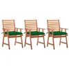 Image de Lot de 3 chaise vidaxl H. 92 cm empilable non pliable exterieur en acacia vert