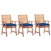 Image de Lot de 3 chaise vidaxl H. 92 cm empilable non pliable exterieur en acacia bleu